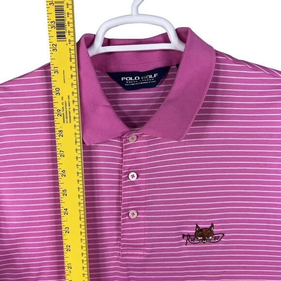 Polo Golf Ralph Lauren Mens XL Pink Striped Pima Cotton Fox Embroidery Preppy - Picture 10 of 14
